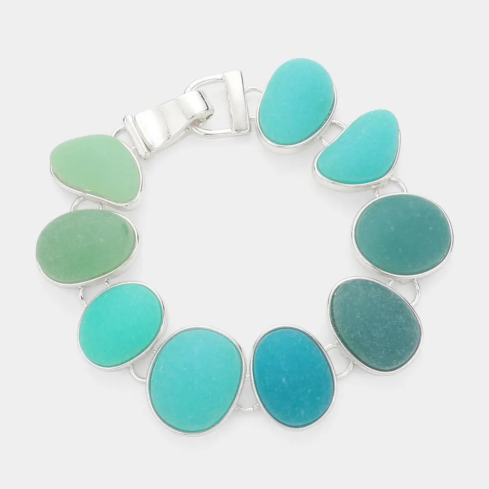 Shades of Aqua and Green Multi Magnetic Closure Bracelet