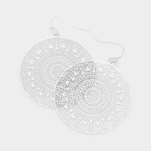 Silver Filagree Round Dangle Earrings