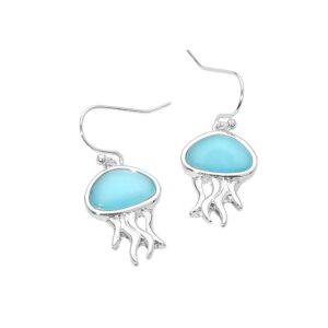 Blue Seaglass Jelly Fish Earrings