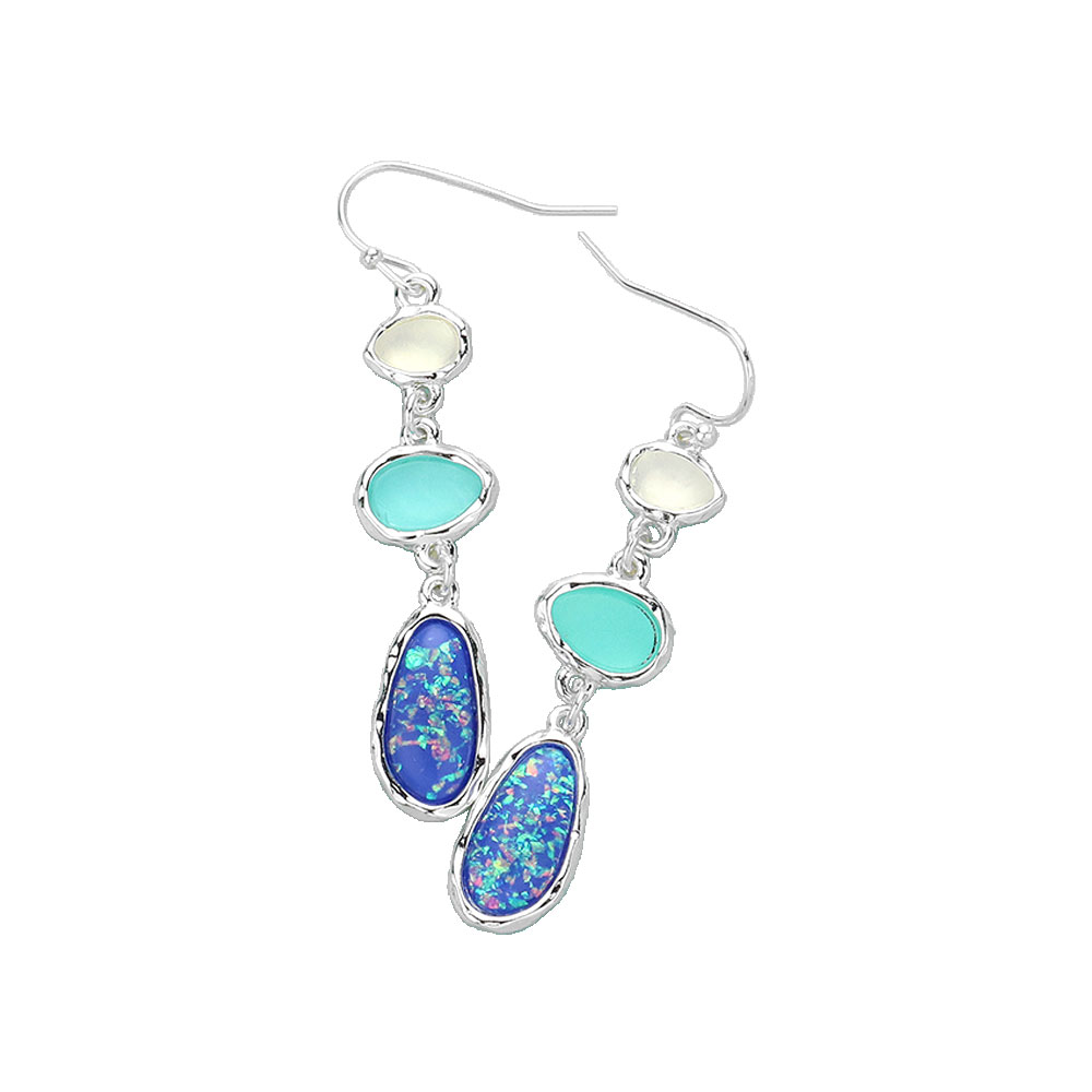 Pebble Link Dropdown Dangle Earrings