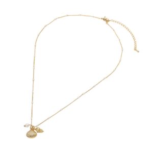 Seashell Charm Pearl Beaded Chain Necklace