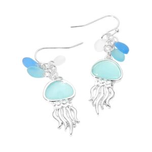 Sea Glass Jelly Fish Dangle Earrings