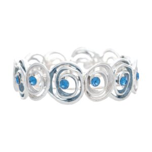 Silver with Blue Gem Circles Bracelet