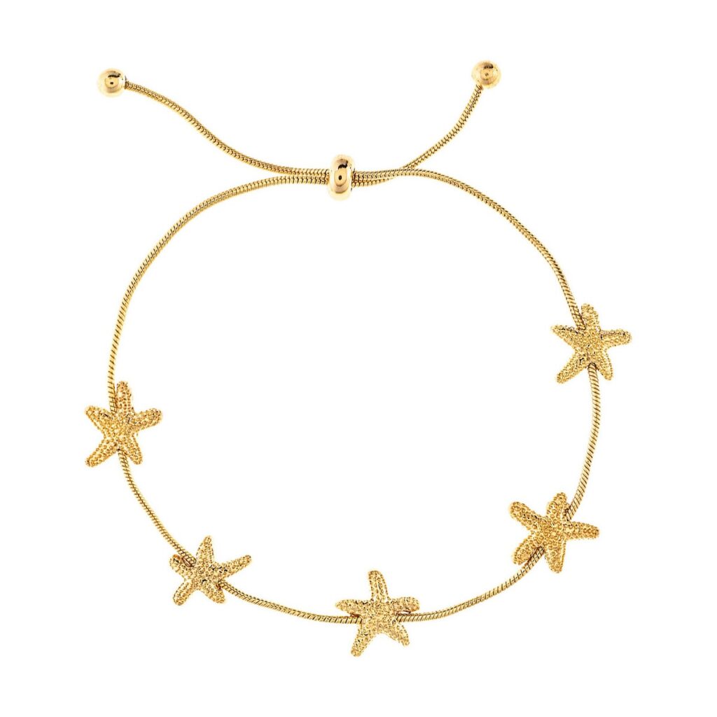 Gold Starfish Stations Chain Slide Bracelet