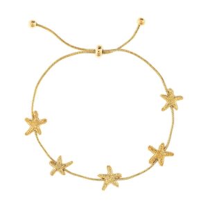 Gold Starfish Stations Chain Slide Bracelet