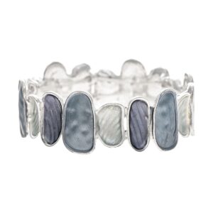 Silver Blue Matte Enamel Finish Shapes Bracelet