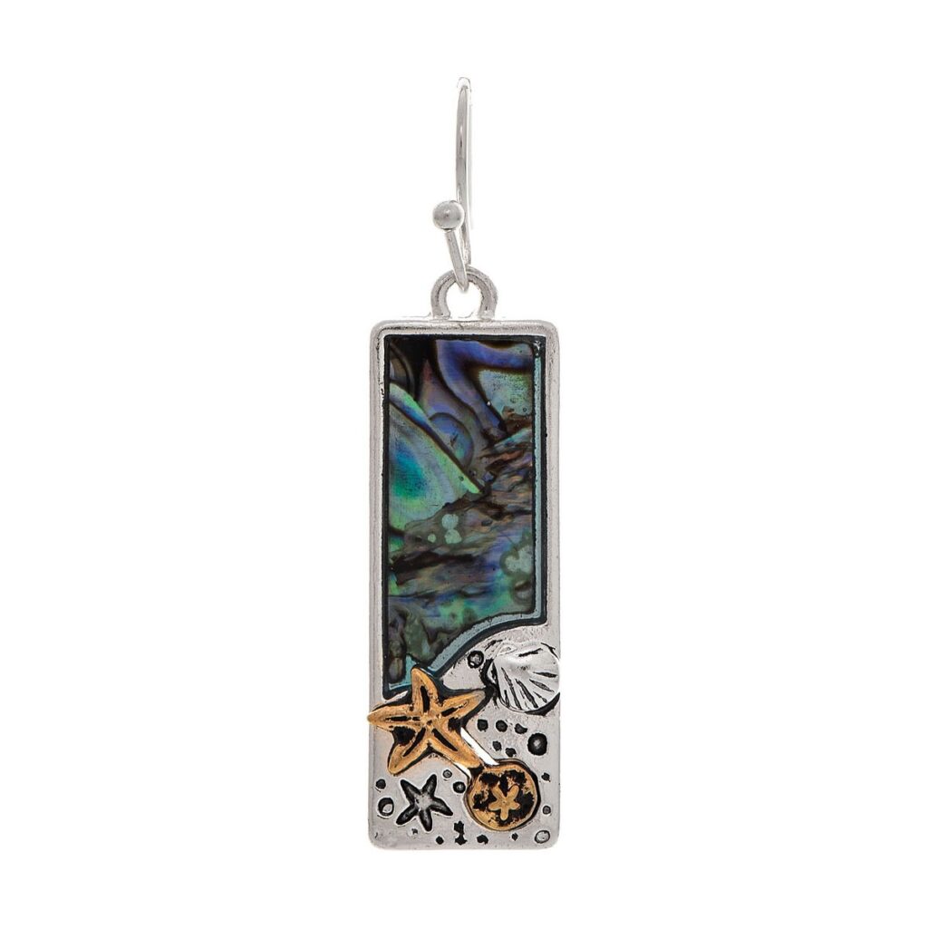 Starfish Abalone Shell Mosaic Bar Earring