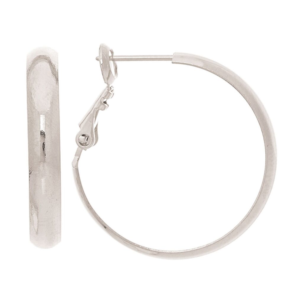 Silver Half Round Hoop Earrings