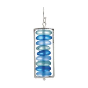 Silver Mixed Blue Sea Gems Stack Earring