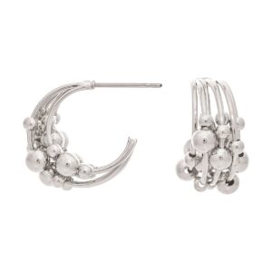 Silver Ball Bead Wires Post Hoop Earring
