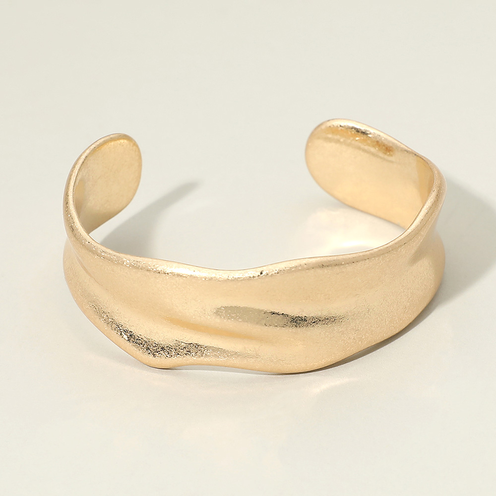 Gold Textured Metal Cuff Bracelet - Image 2