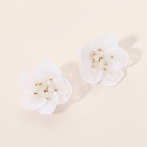 White Resin Petal Flower Earrings