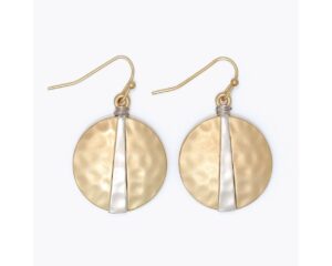 Hammered Matte Two Tone Circle Earrings