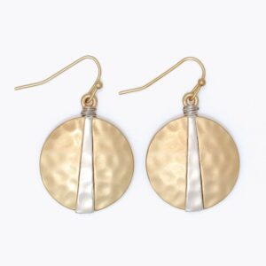 Hammered Matte Two Tone Circle Earrings