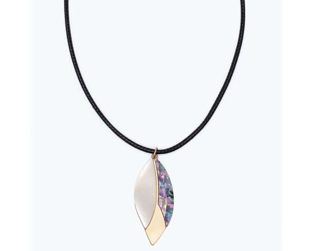 Brushed Two Tone Leaf Necklace